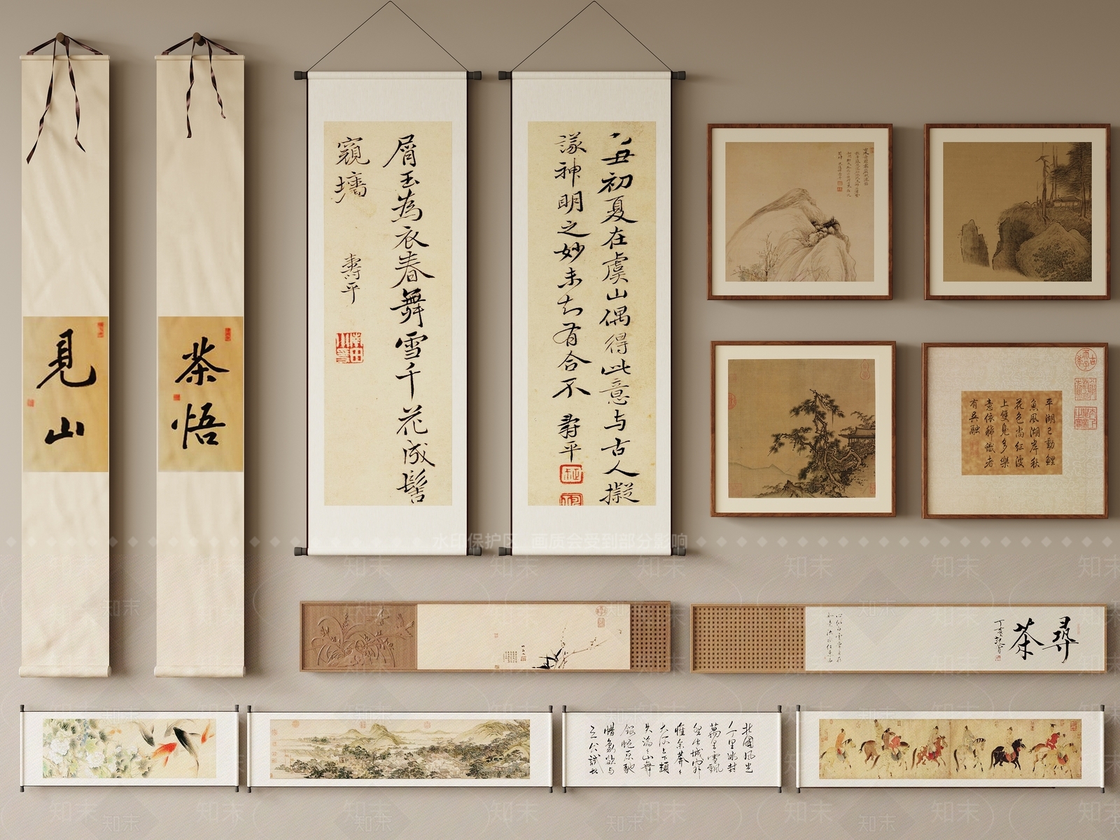 新中式禅意宋式挂画3D模型下载【ID:1198767989】