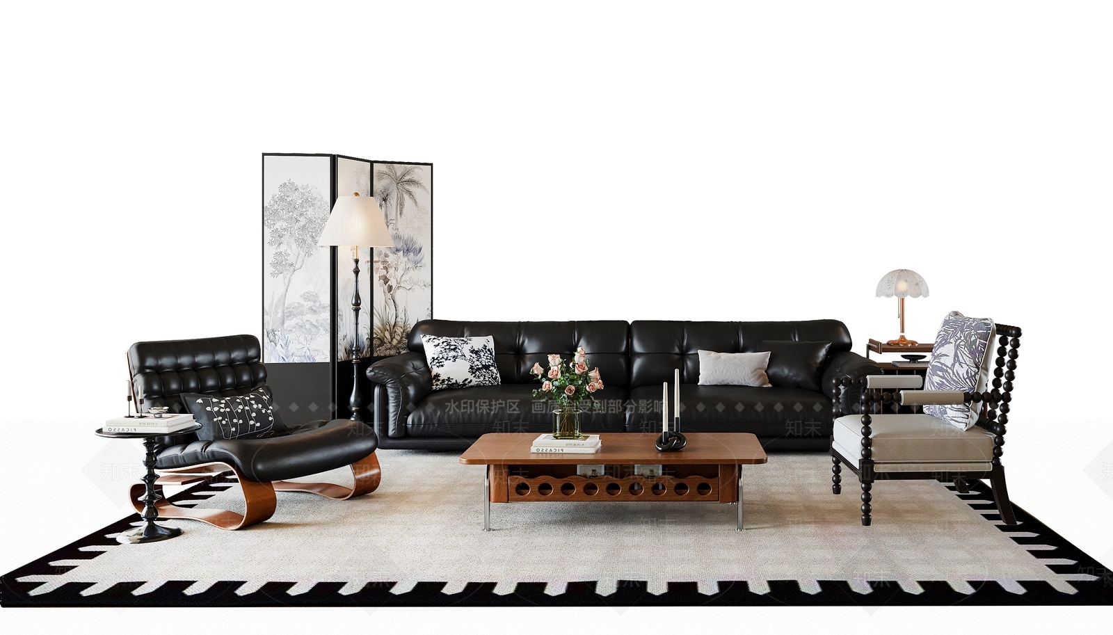 法式中古沙发组合SU模型下载【ID:1198773763】