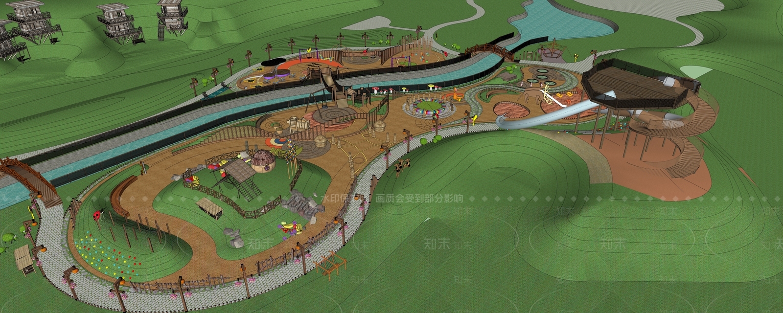 现代景观公园SU模型下载【ID:1198774014】