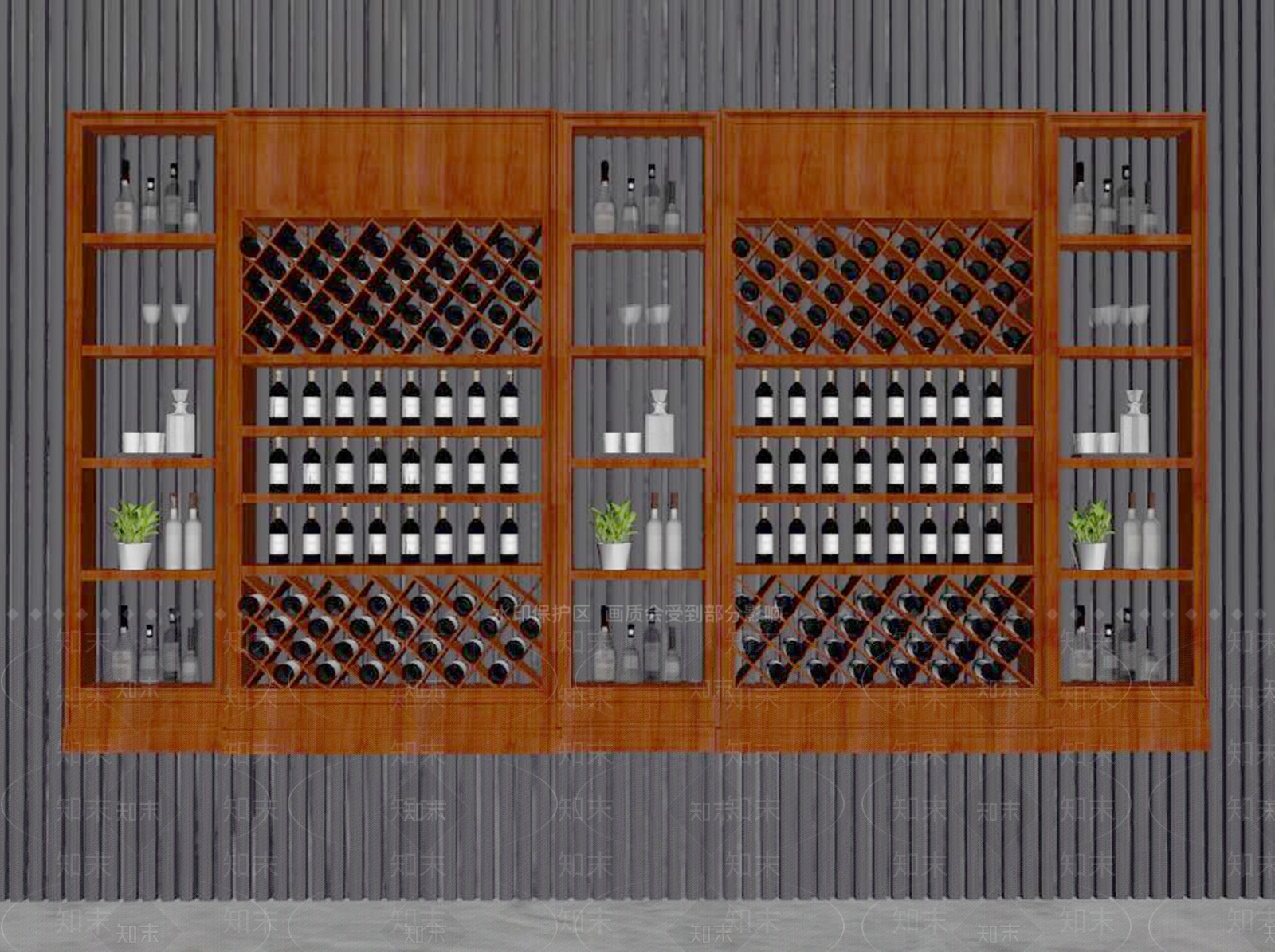 现代新中式酒柜SU模型下载【ID:1198775365】