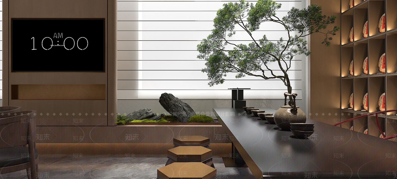 现代新中式中餐厅3D模型下载【ID:1198775957】