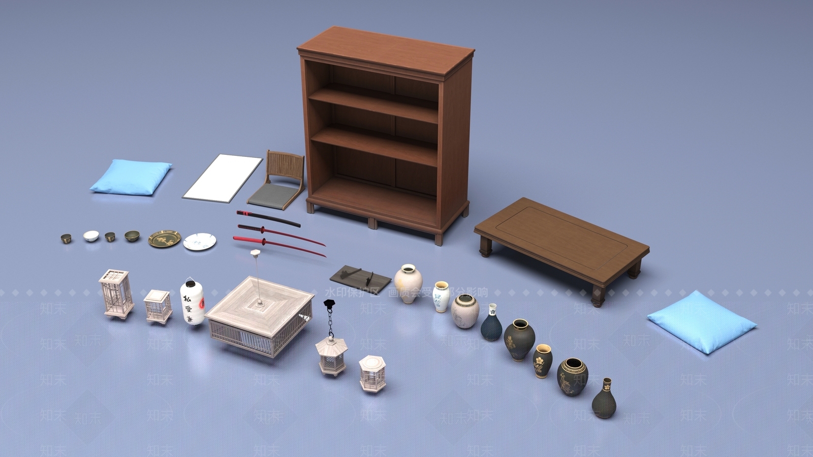 日式餐桌3D模型下载【ID:1198778038】
