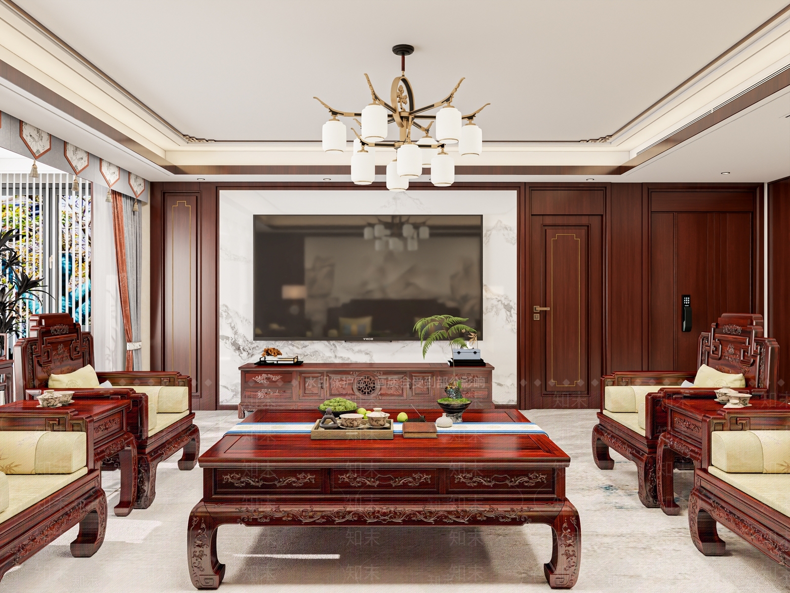 新中式中式家居客厅3D模型下载【ID:1198783336】