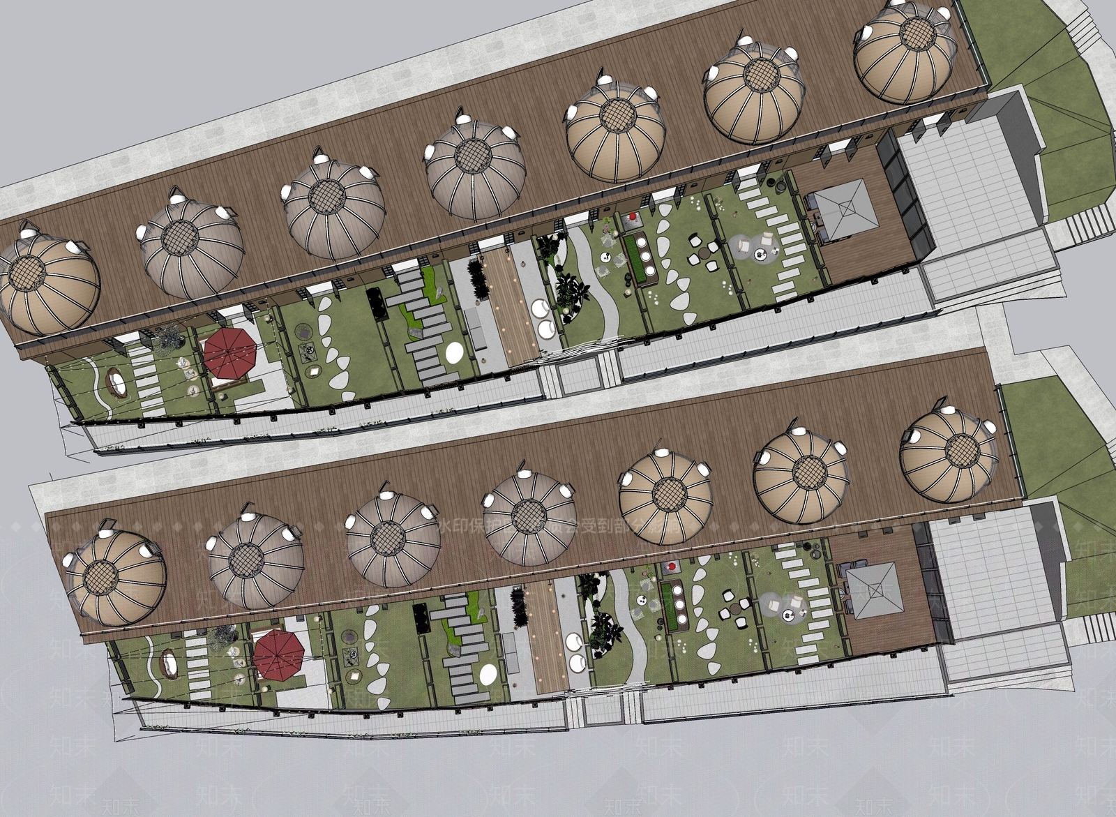 新中式现代民宿建筑SU模型下载【ID:1198783720】