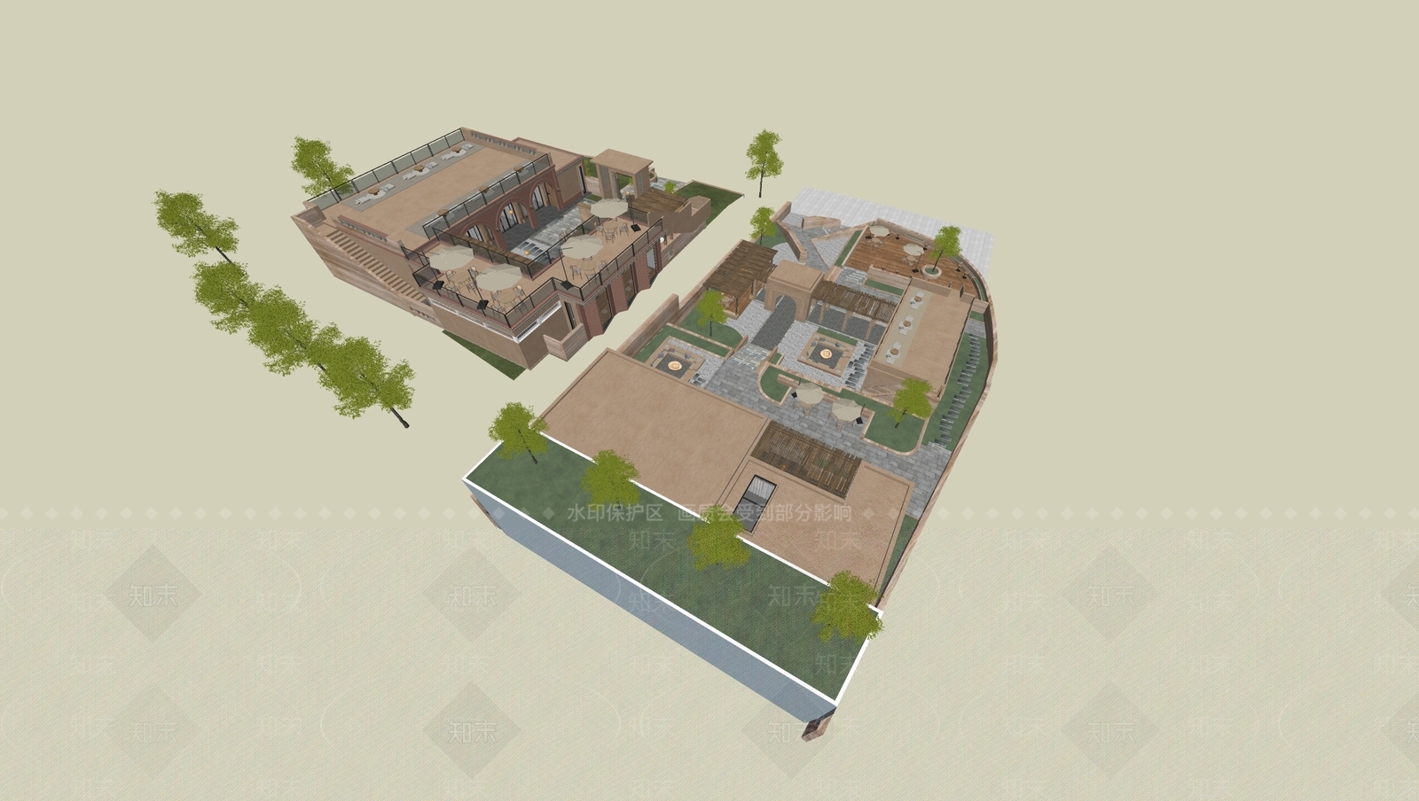 新中式现代民宿建筑SU模型下载【ID:1198785218】