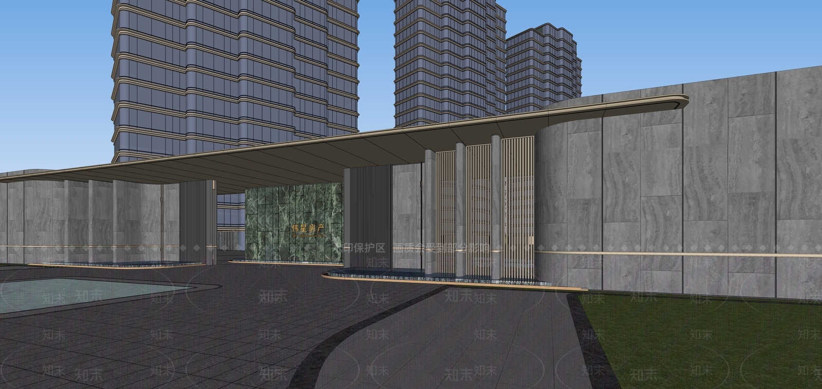 现代小区建筑SU模型下载【ID:1198788558】