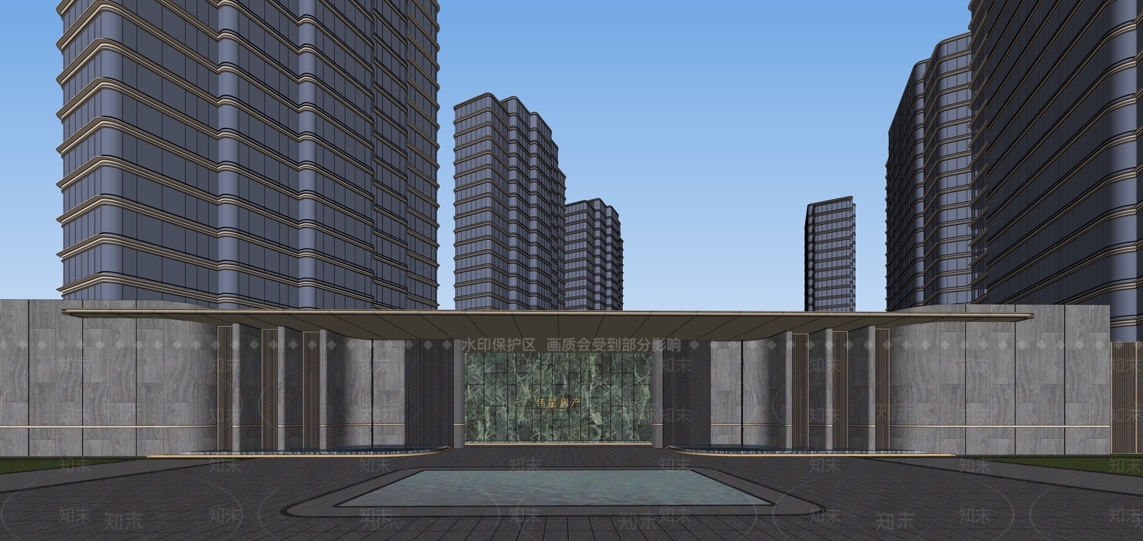 现代小区建筑SU模型下载【ID:1198788558】