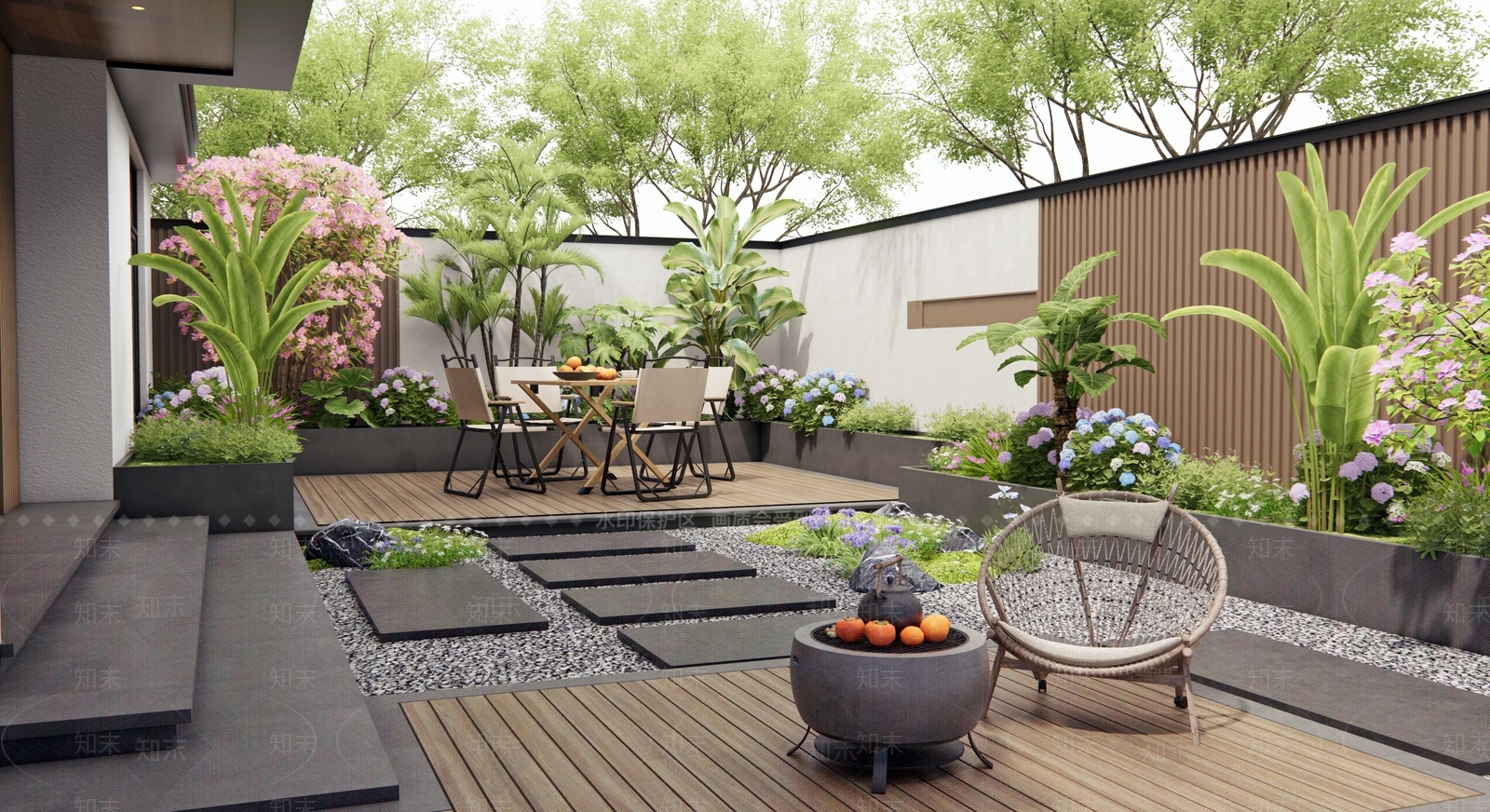 现代别墅庭院SU模型下载【ID:1198789056】