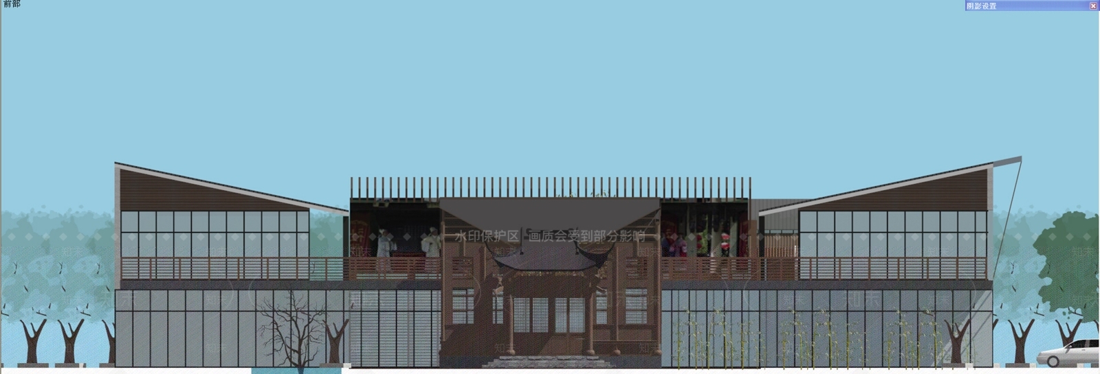 新中式售楼处建筑SU模型下载【ID:1198790685】