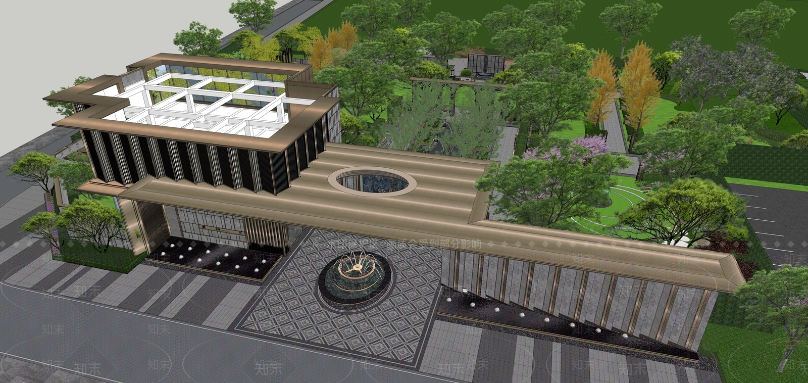 现代售楼处建筑SU模型下载【ID:1198792244】