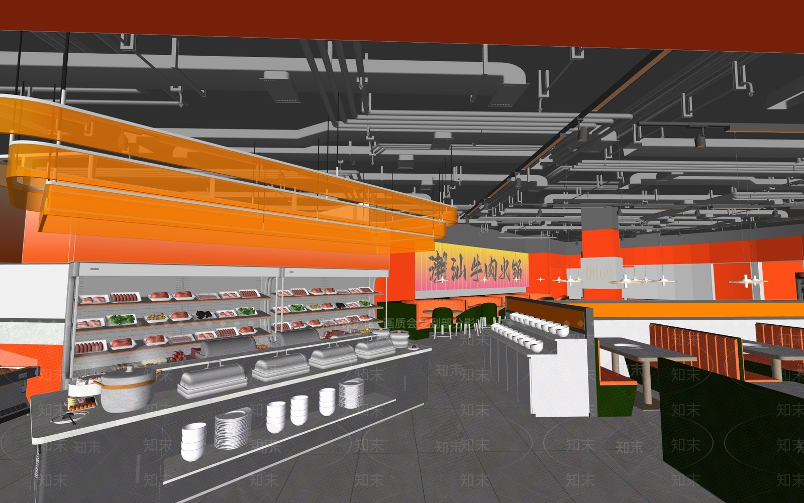 现代火锅店SU模型下载【ID:1198793130】