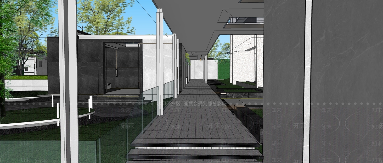 现代简约连廊SU模型下载【ID:1198794209】