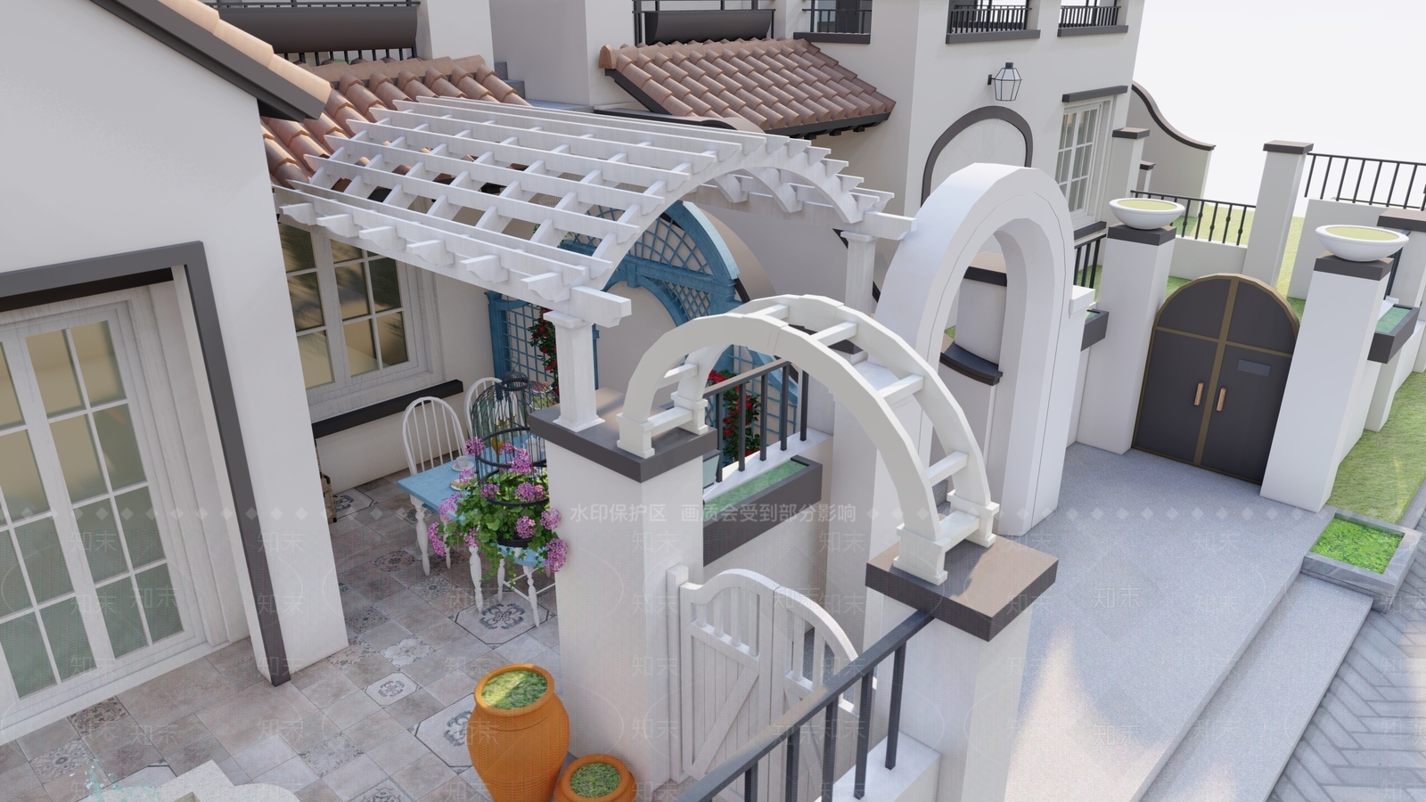 现代欧式廊架SU模型下载【ID:1198795213】