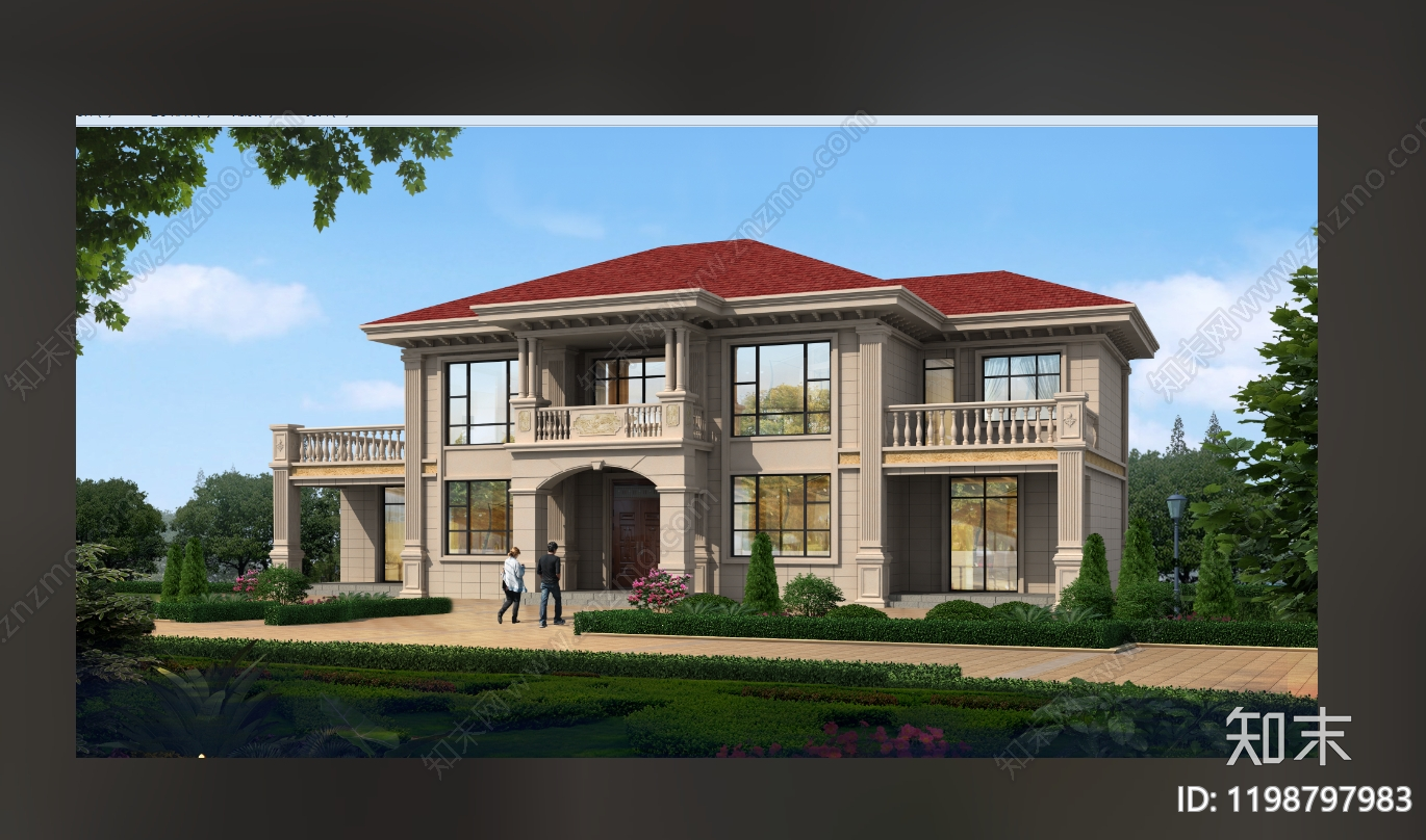 欧式简欧别墅建筑施工图下载【ID:1198797983】