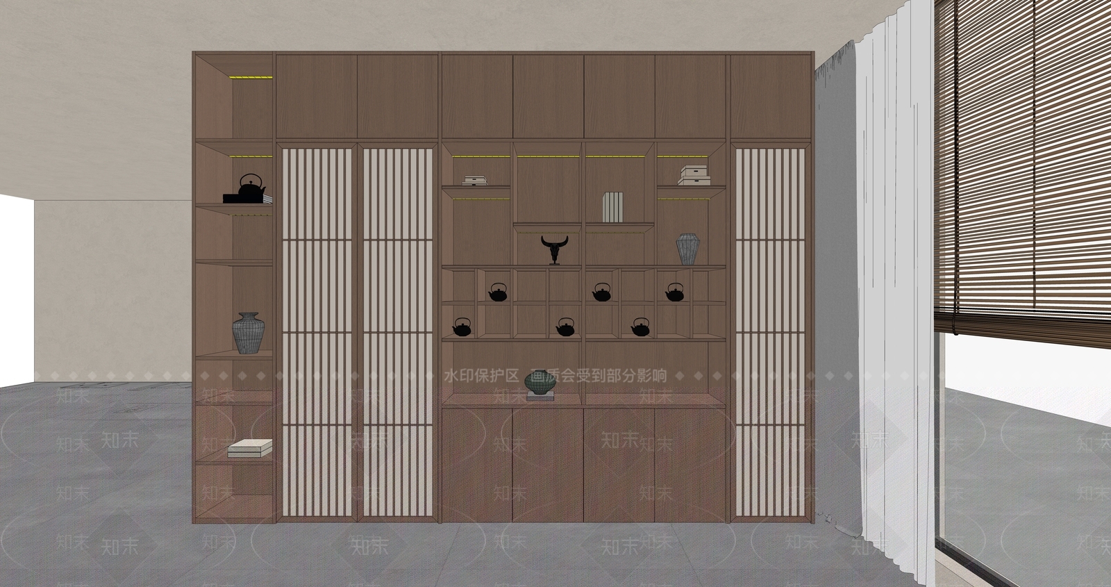 新中式禅意茶室SU模型下载【ID:1198798937】