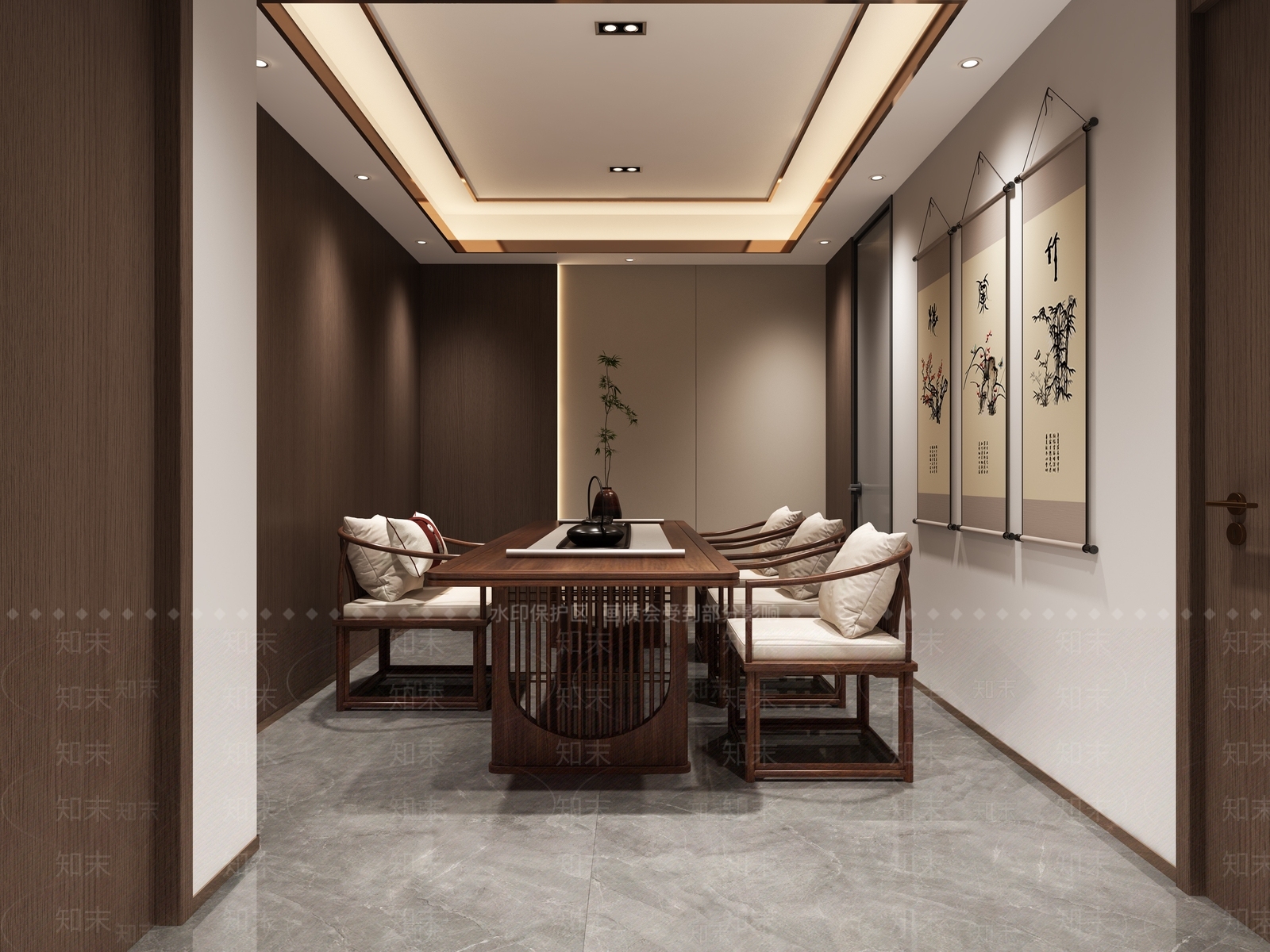 现代茶室3D模型下载【ID:1198799841】