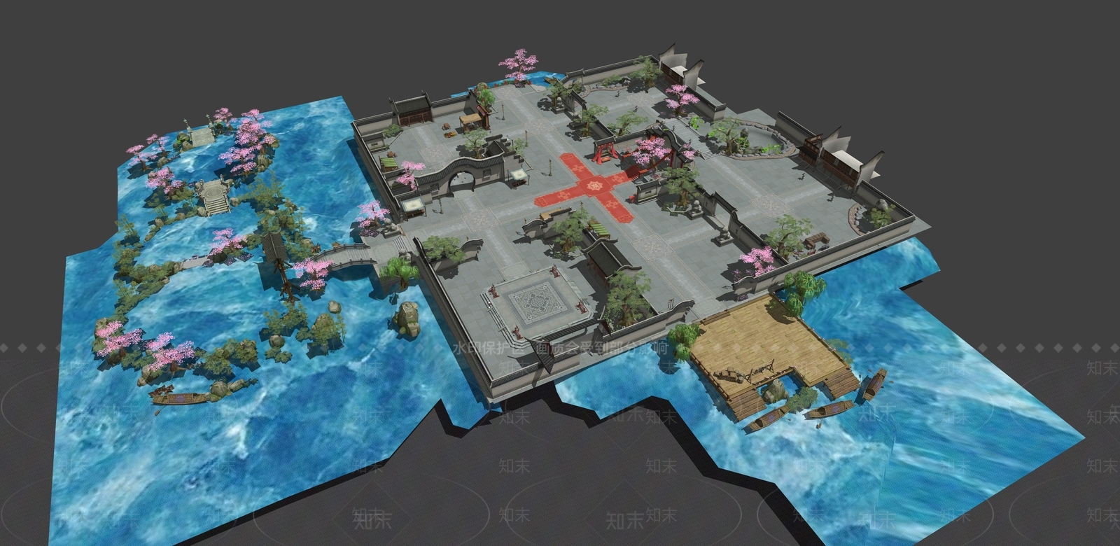 中式复古风格建筑SU模型下载【ID:1198799490】