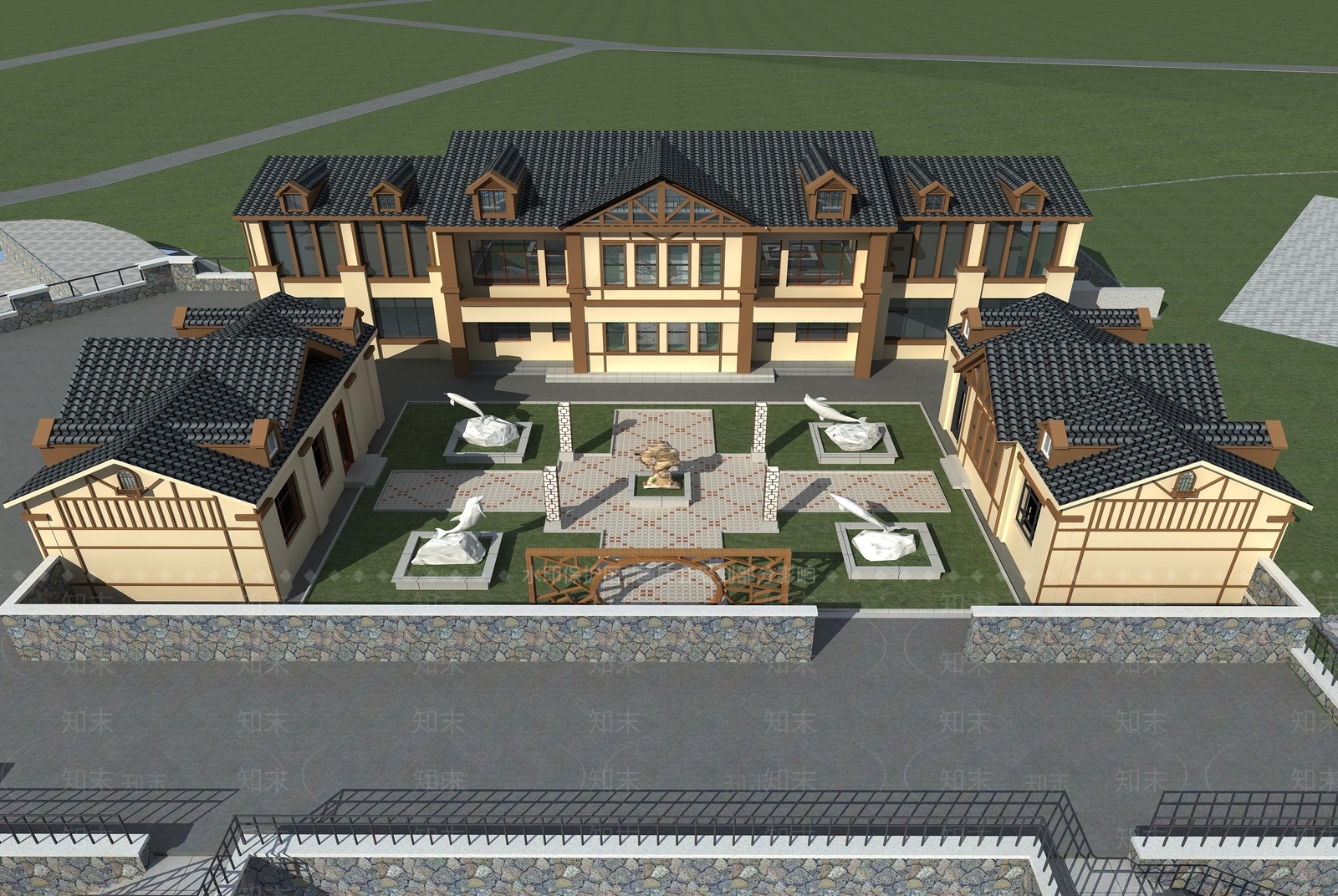 现代酒店外观3D模型下载【ID:1198800659】
