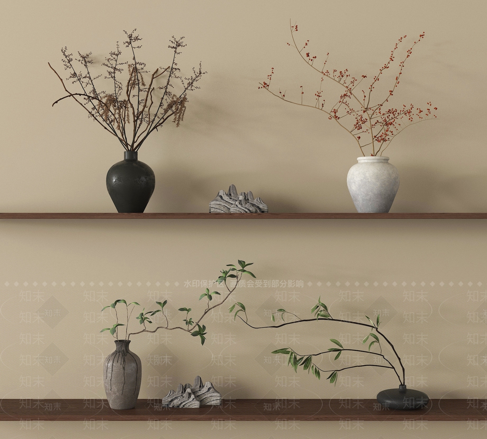 侘寂花艺SU模型下载【ID:1198801386】
