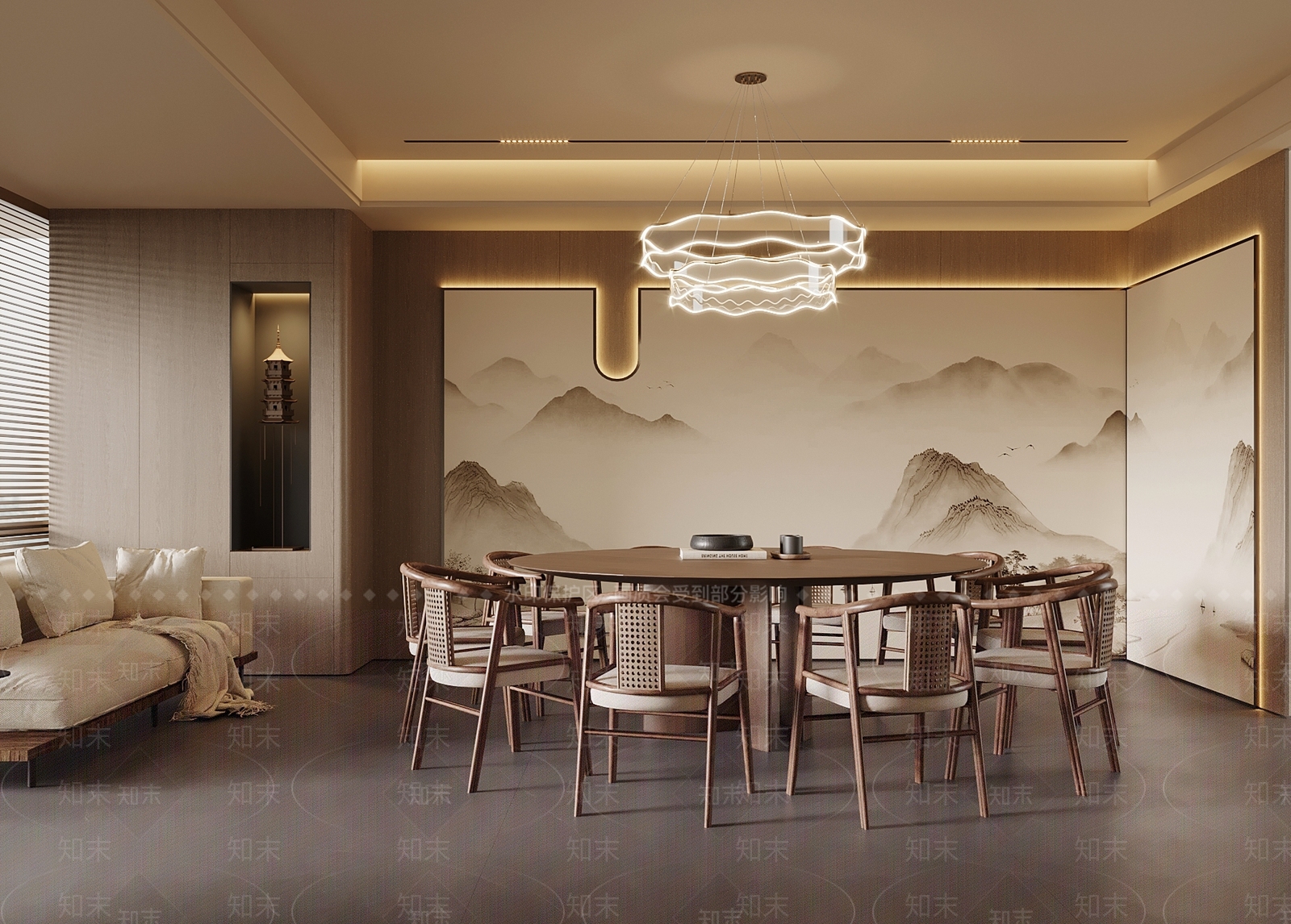 新中式包厢SU模型下载【ID:1198801410】