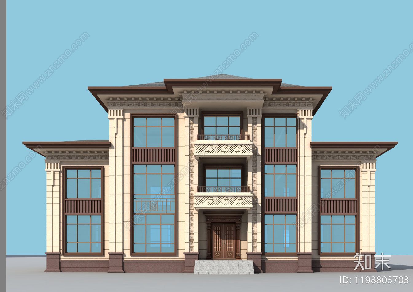 新中式中式别墅建筑施工图下载【ID:1198803703】