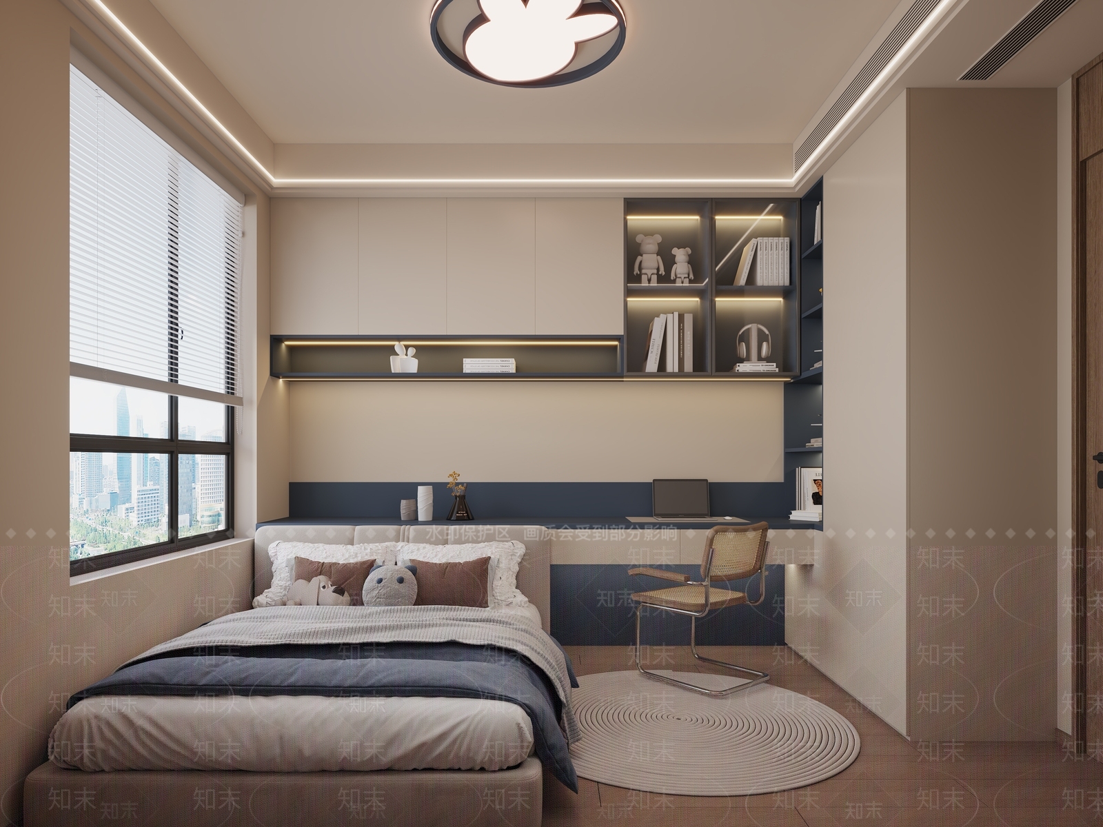 现代北欧榻榻米卧室3D模型下载【ID:1198804624】