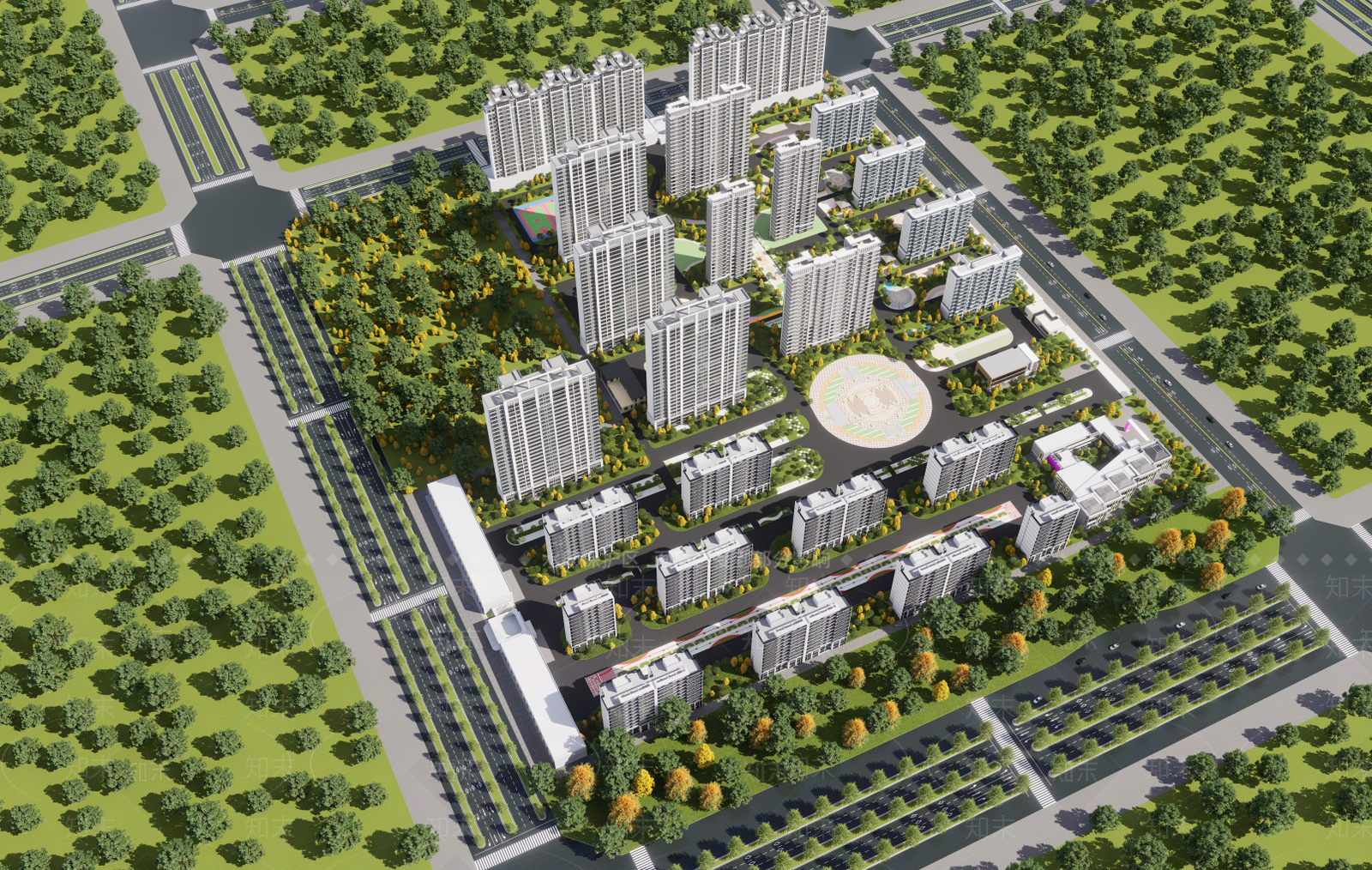 现代小区建筑SU模型下载【ID:1198806738】