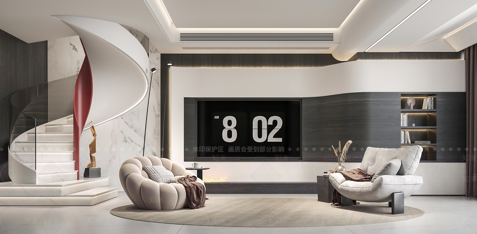 现代别墅客厅SU模型下载【ID:1198809747】