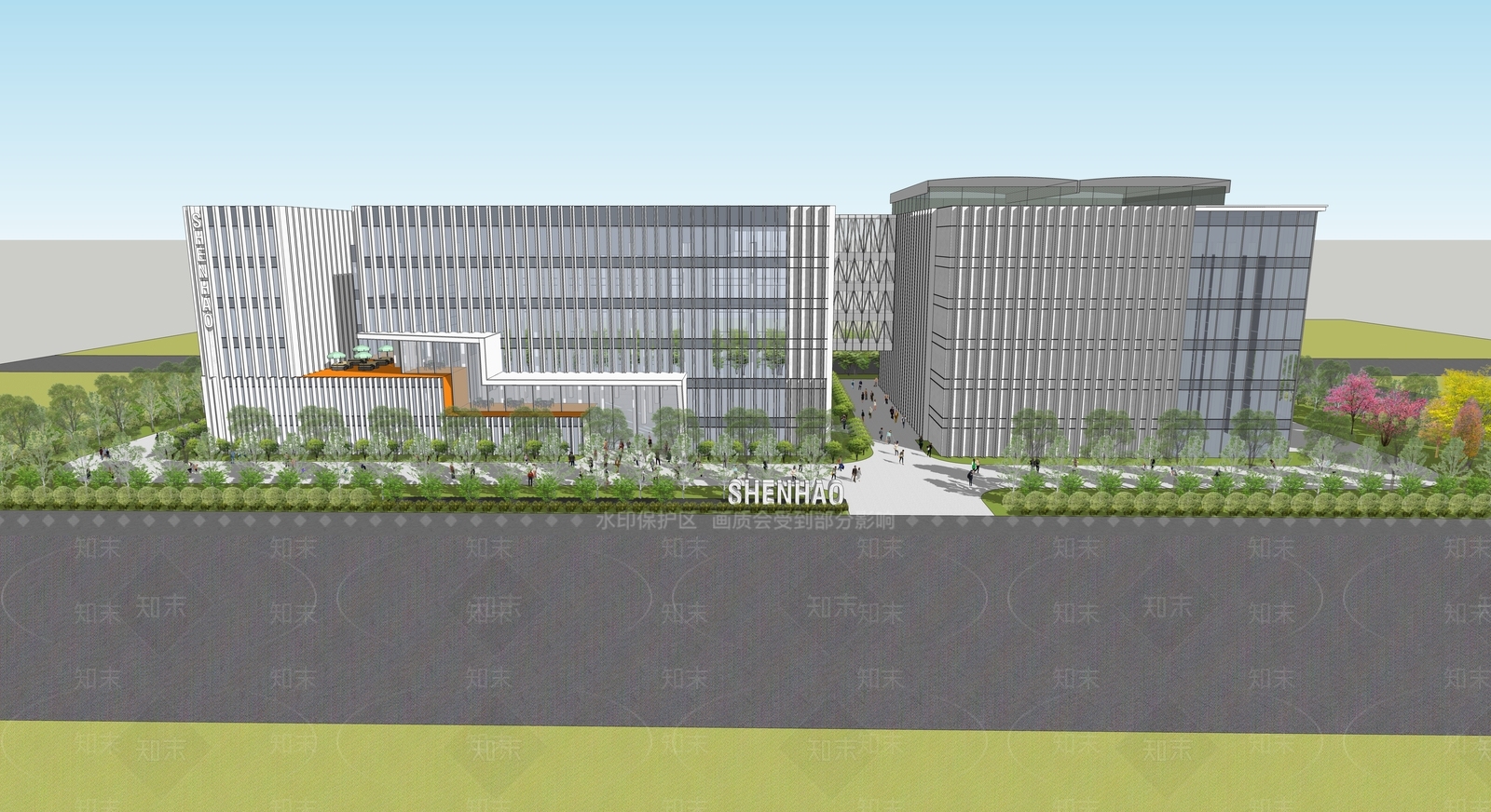 现代工业展览馆建筑SU模型下载【ID:1198812332】
