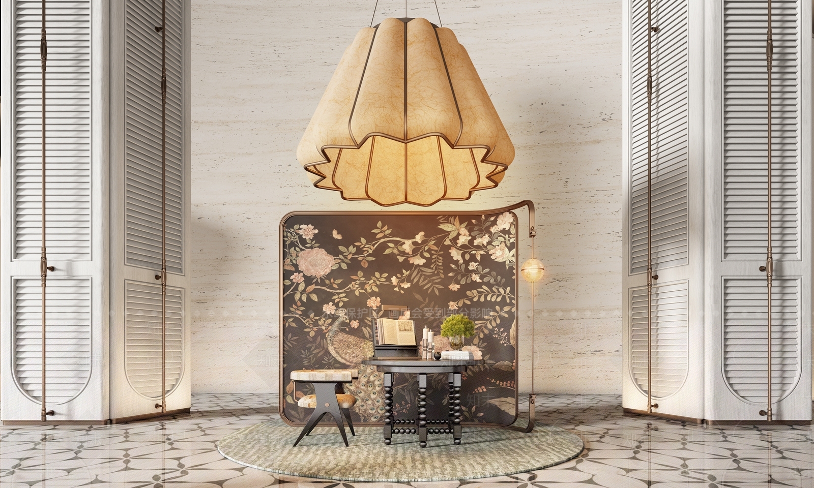 现代轻奢酒店大堂SU模型下载【ID:1198812037】