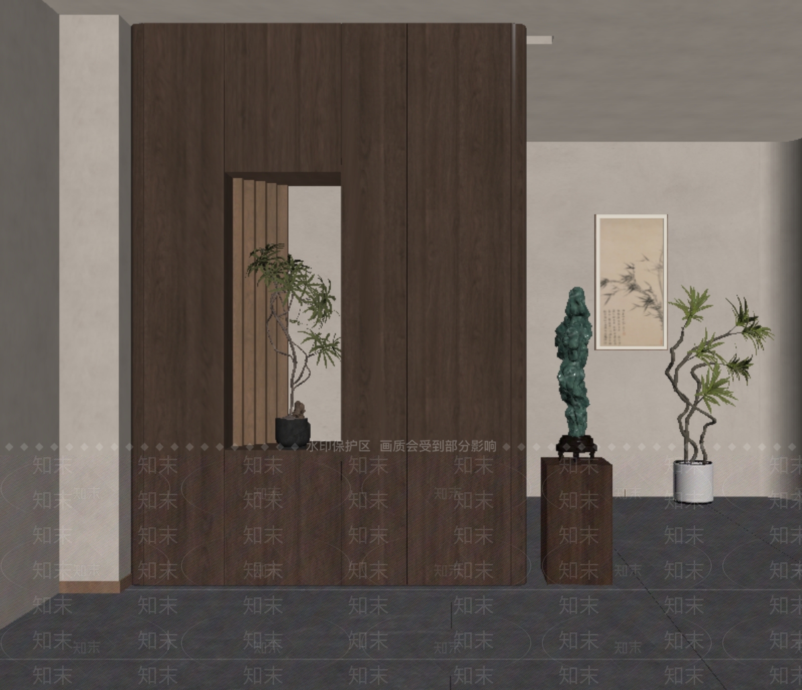 新中式隔断SU模型下载【ID:1198822902】