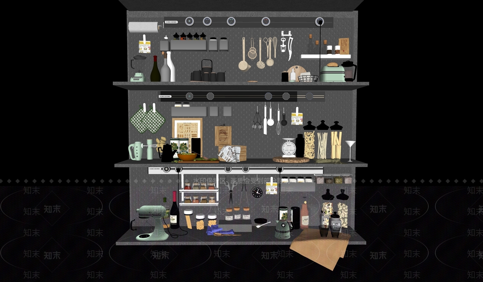 厨房用品组合SU模型下载【ID:1198823248】