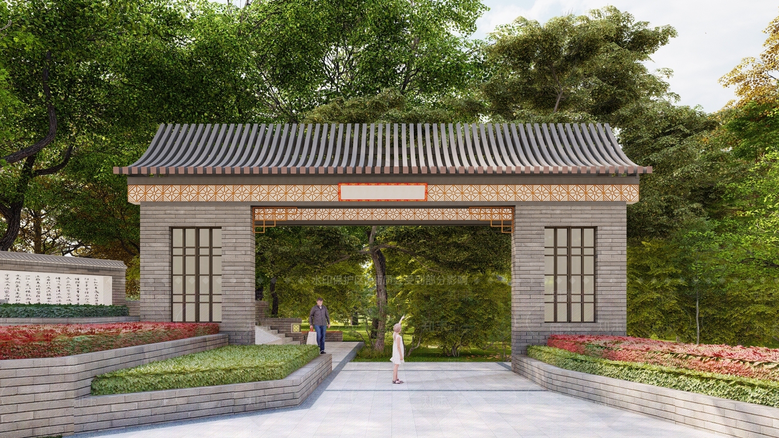 现代新中式入口大门SU模型下载【ID:1198823766】