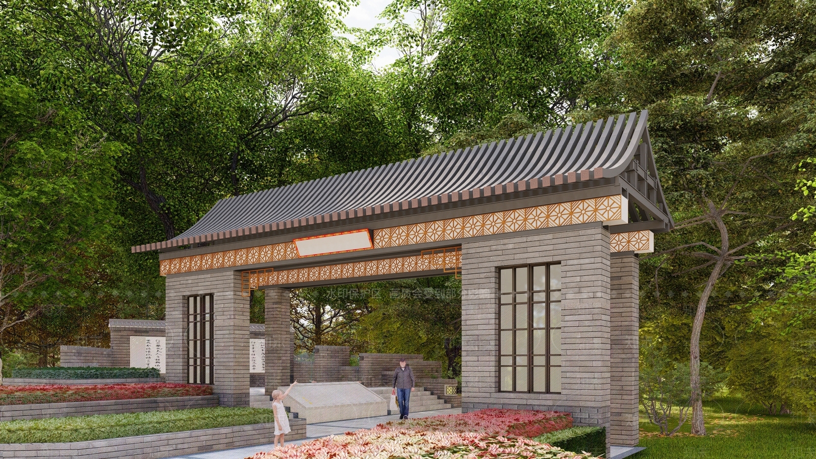 现代新中式入口大门SU模型下载【ID:1198823766】