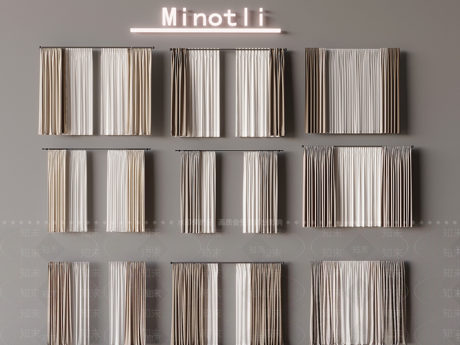 轻奢北欧罗马杆窗帘3D模型下载【ID:1198828767】