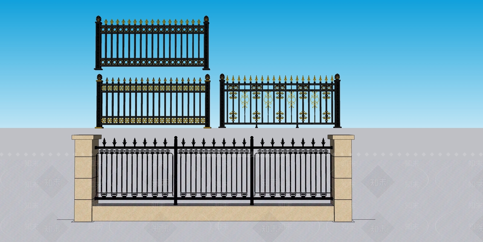 欧式栏杆扶手SU模型下载【ID:1198829938】