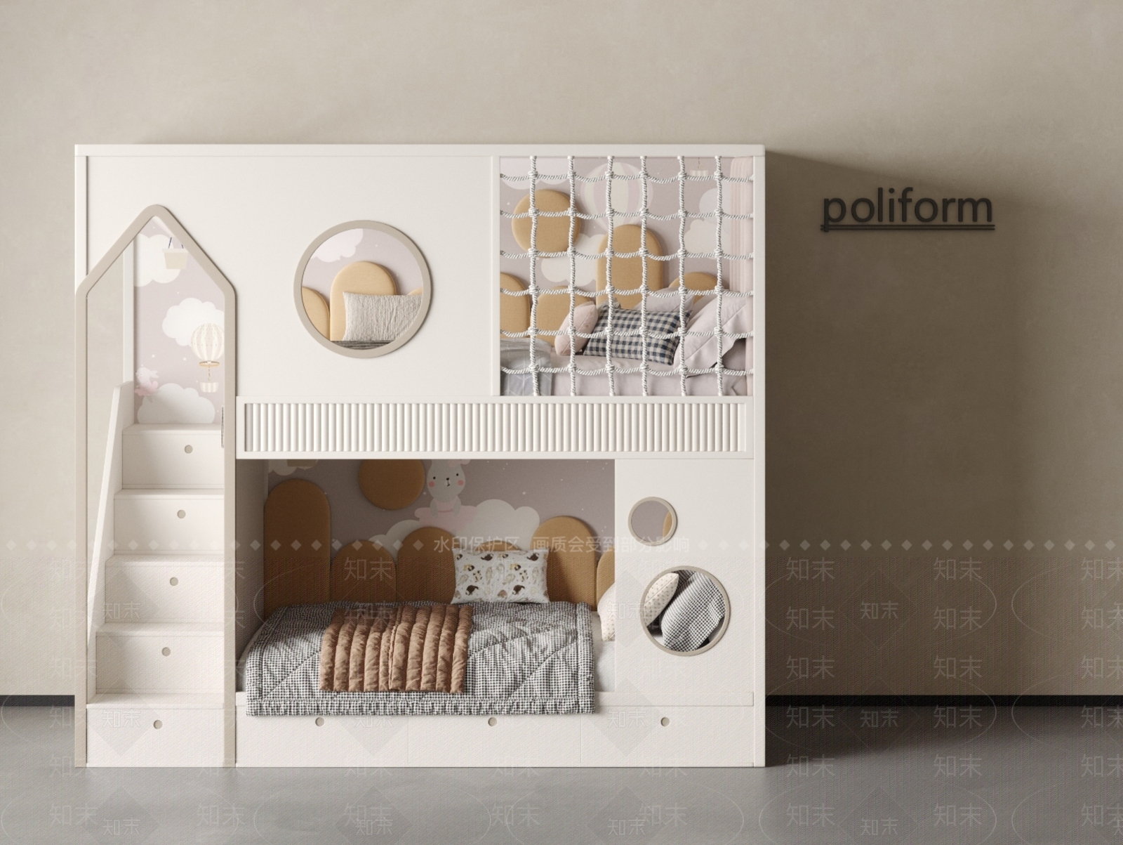 现代北欧儿童床SU模型下载【ID:1198830084】