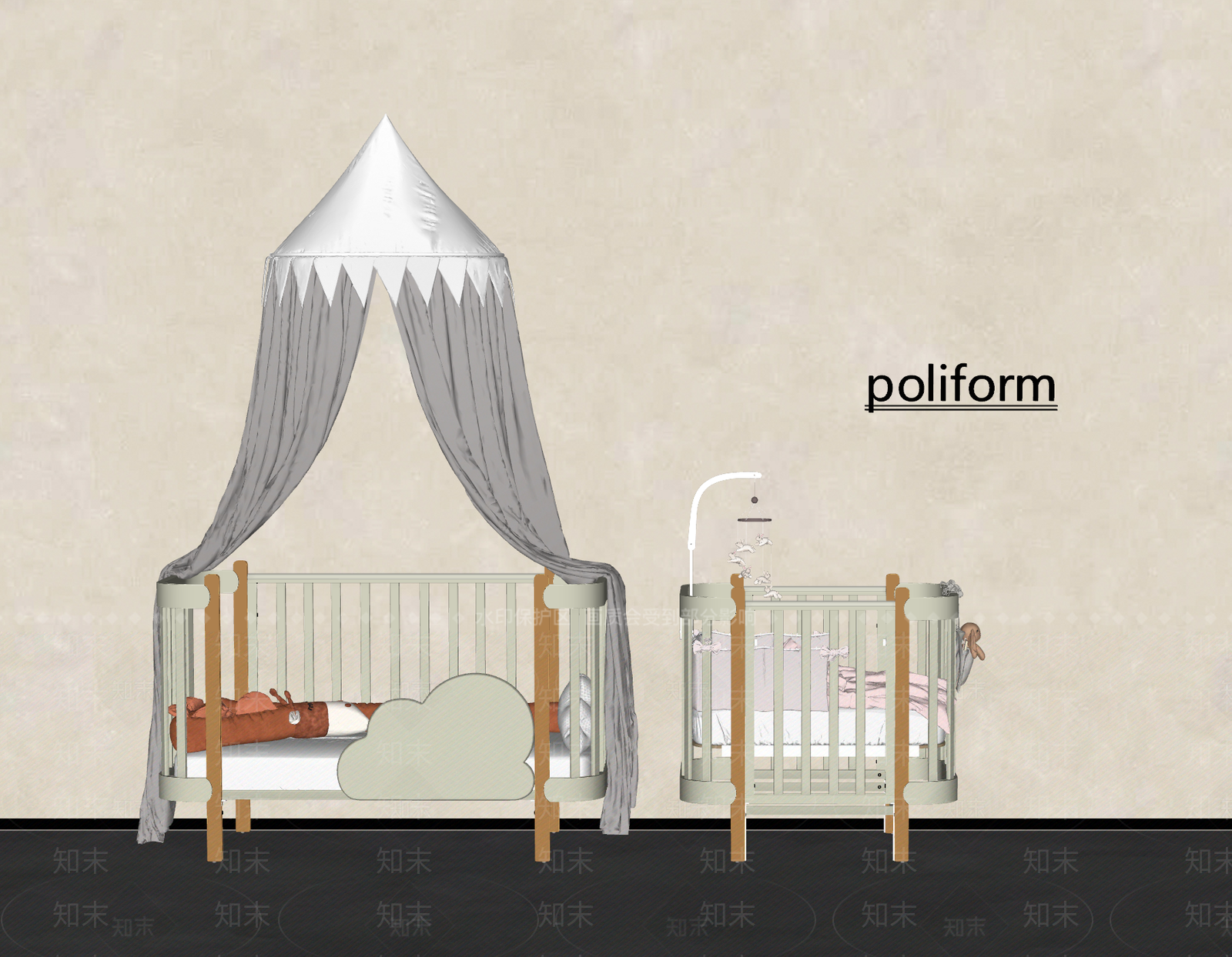 现代北欧儿童床SU模型下载【ID:1198830613】
