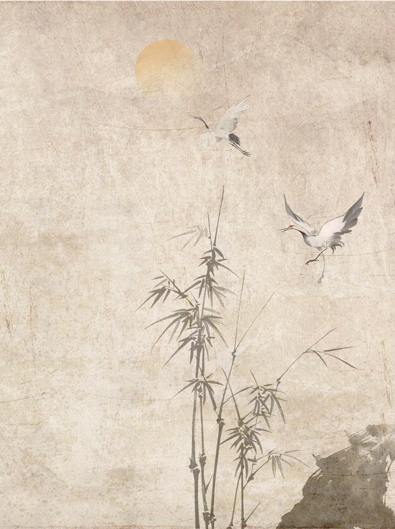 中式新中式花鸟壁纸贴图下载【ID:1198831929】