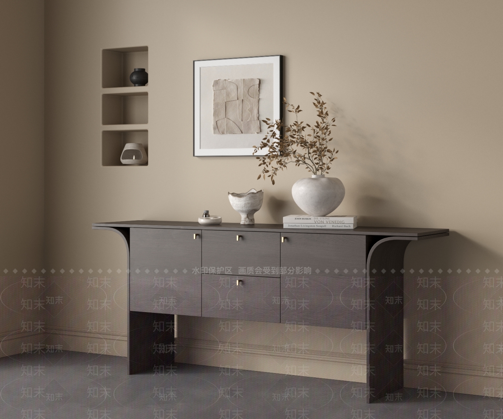 现代侘寂玄关柜SU模型下载【ID:1198832099】