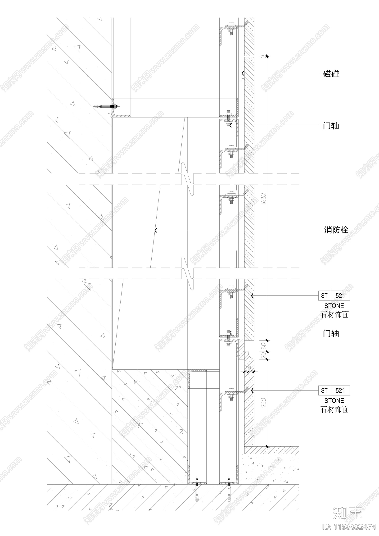隐形门节点cad施工图下载【ID:1198832474】