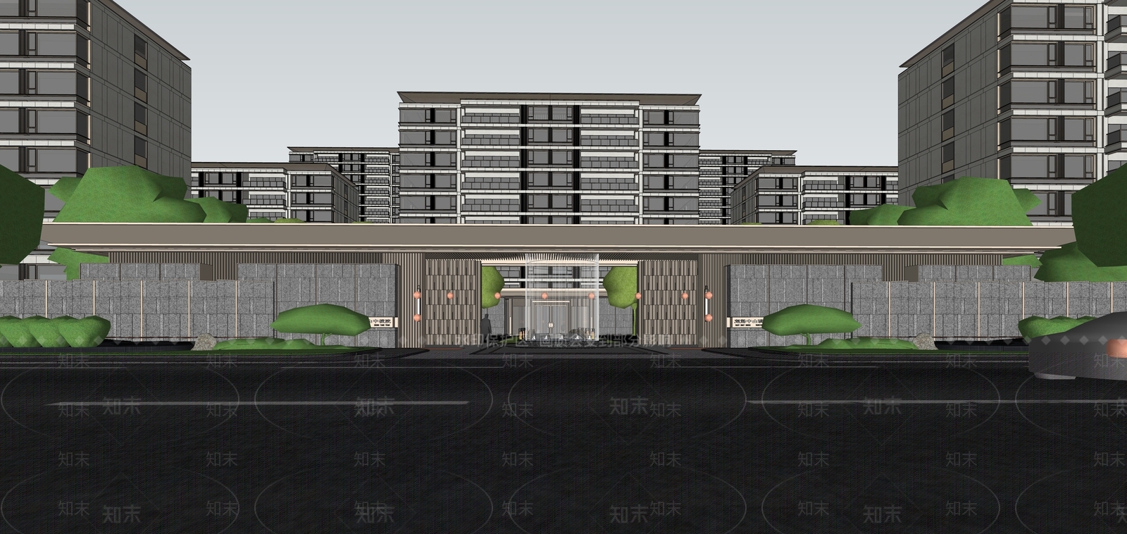 现代小区建筑SU模型下载【ID:1198836506】
