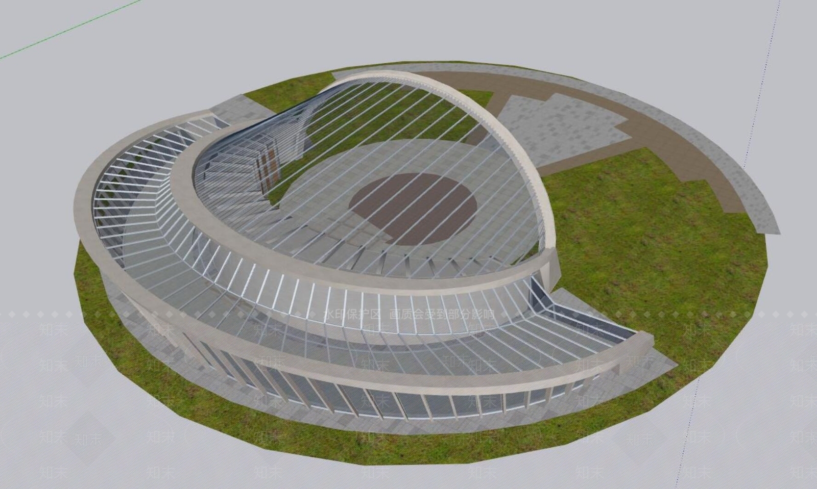 现代展览馆建筑SU模型下载【ID:1198837972】