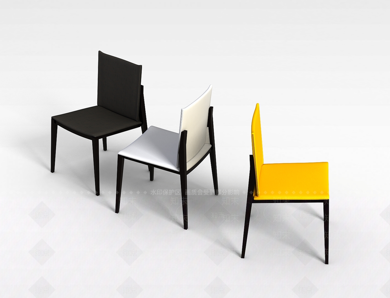 现代餐桌木质椅子3D模型下载【ID:1198841301】