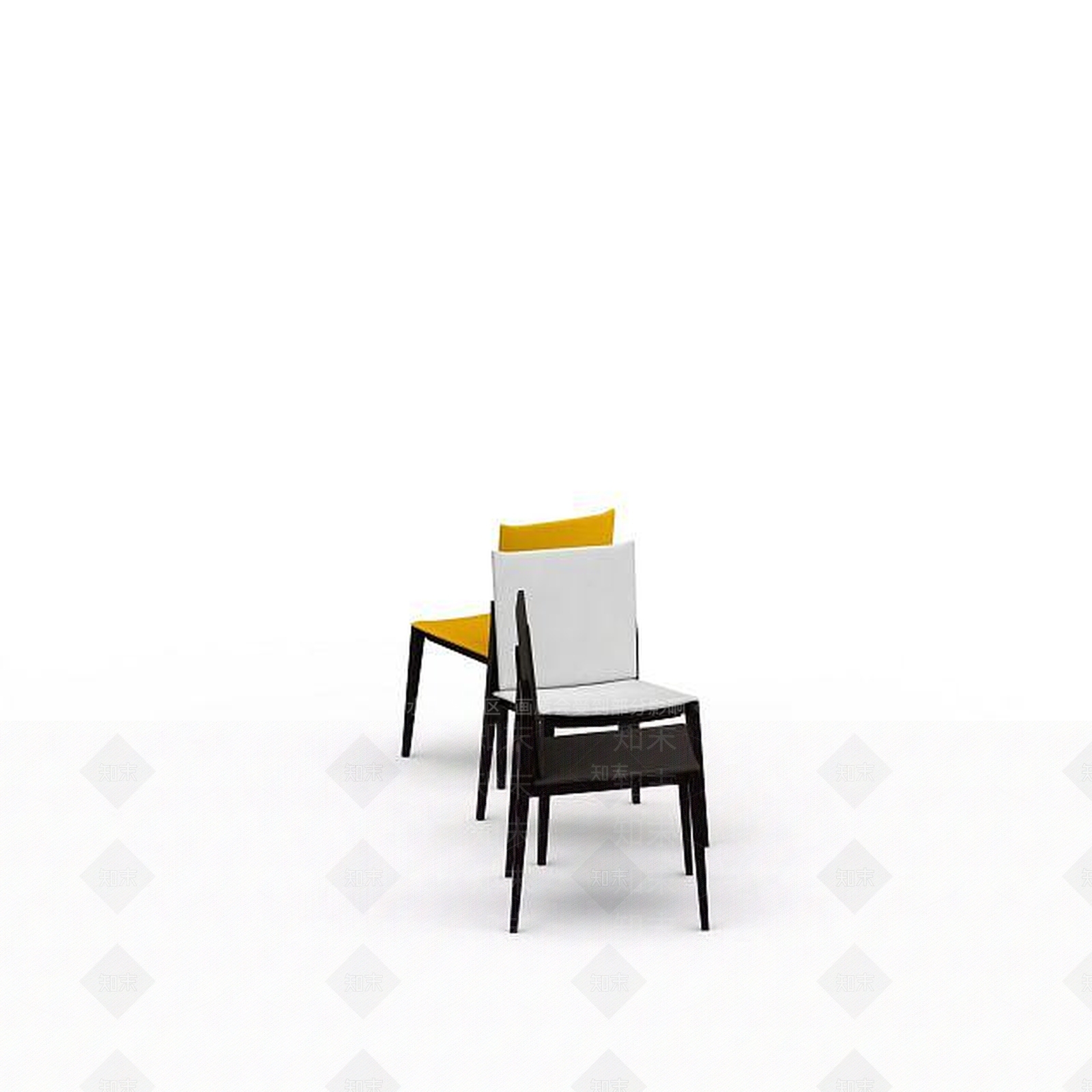 现代餐桌木质椅子3D模型下载【ID:1198841301】
