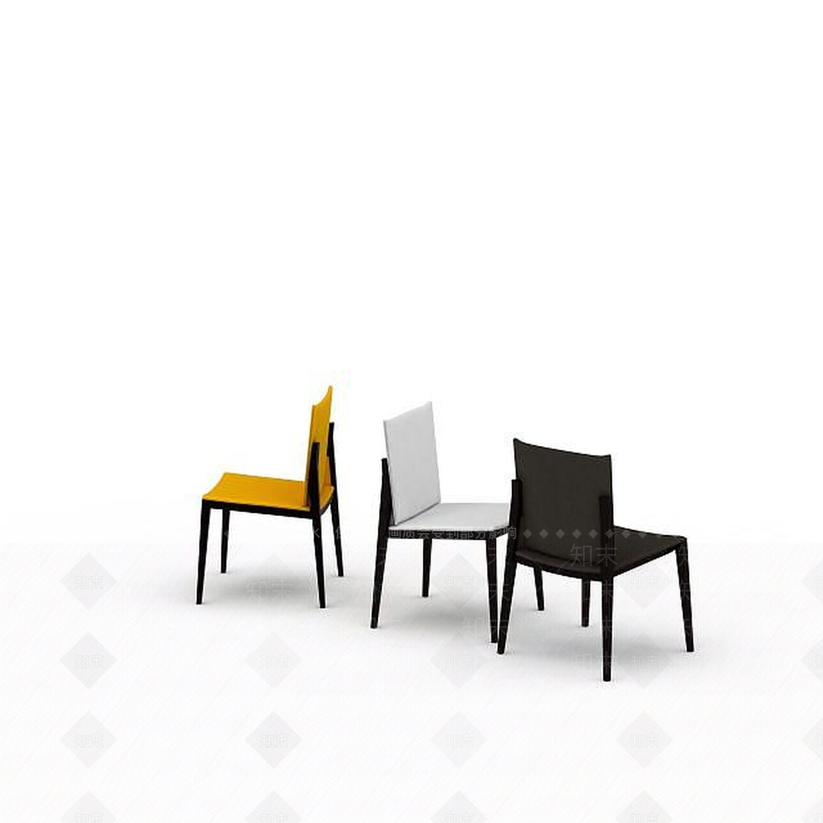 现代餐桌木质椅子3D模型下载【ID:1198841301】