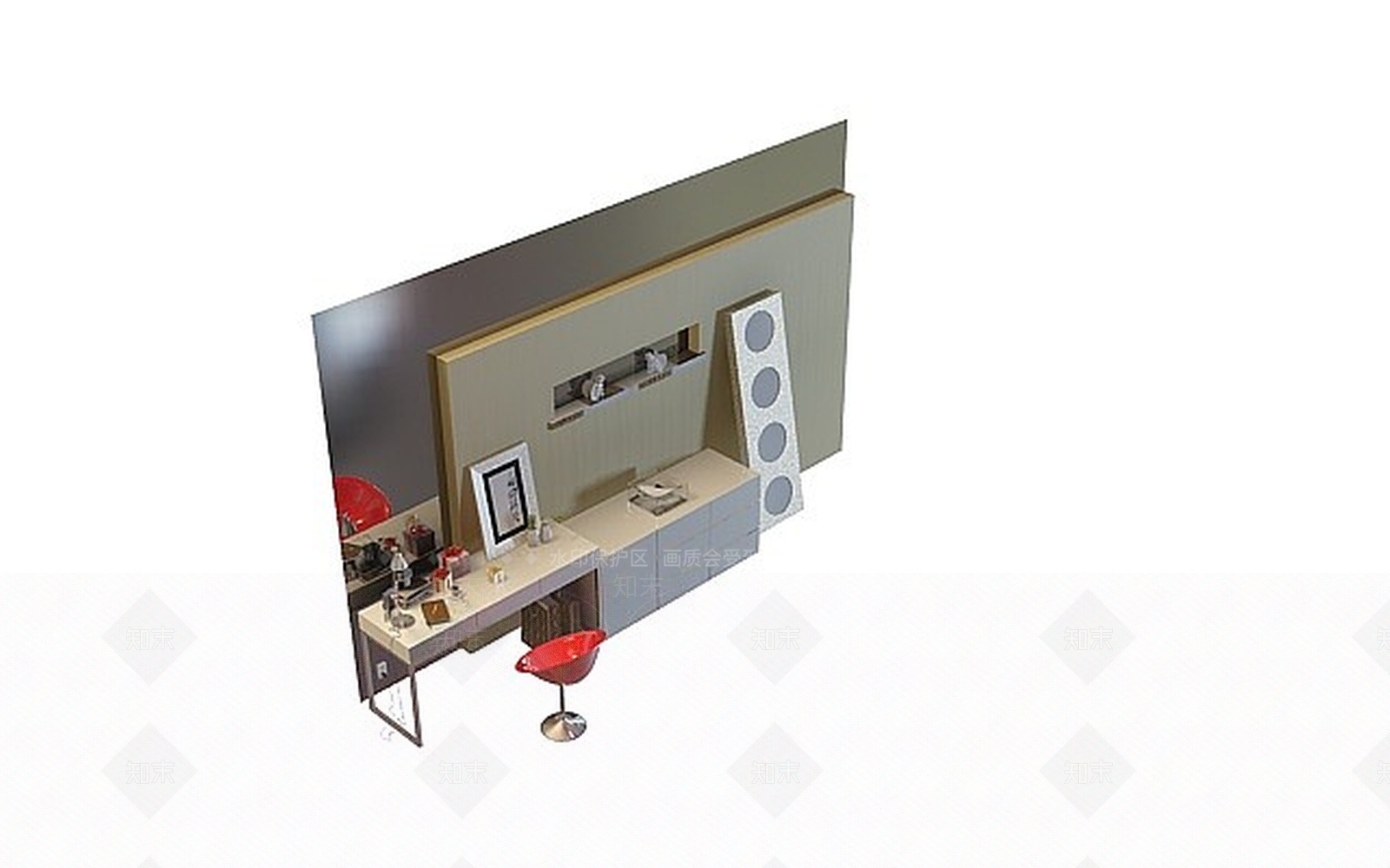 现代卧室桌椅组合3D模型下载【ID:1198841721】