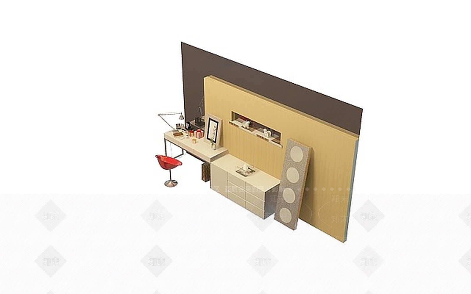 现代卧室桌椅组合3D模型下载【ID:1198841721】