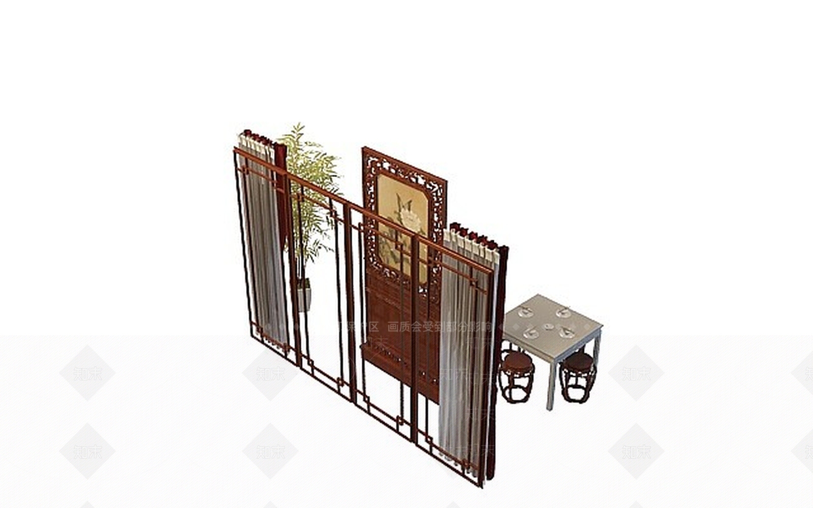 中式桌椅3D模型下载【ID:1198844842】