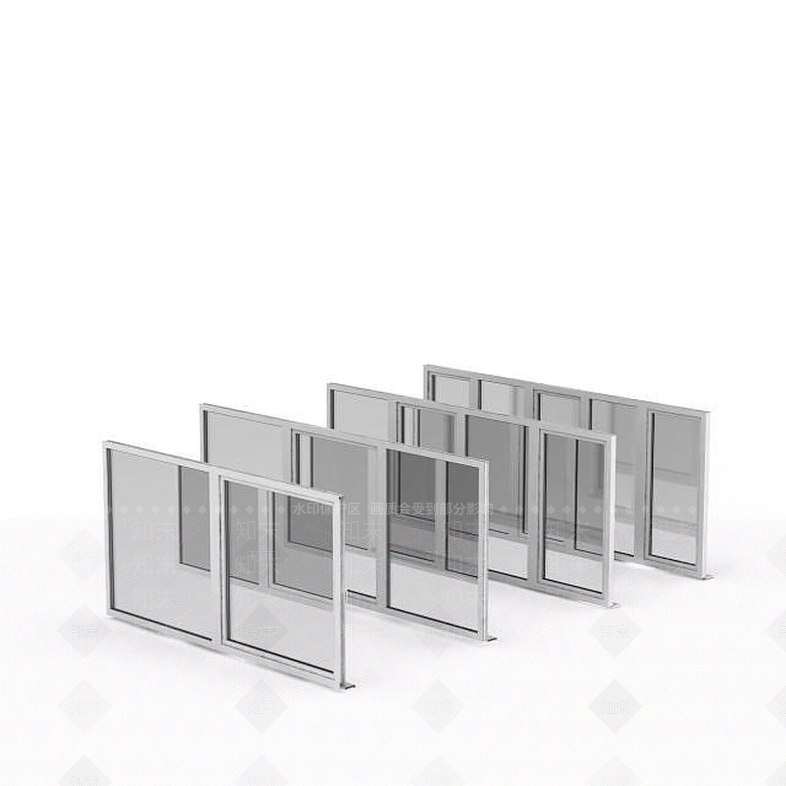 现代铝合金窗3D模型下载【ID:1198845156】